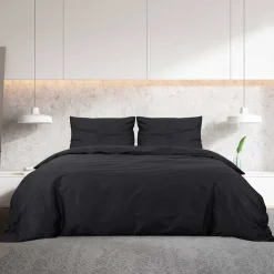 vidaXL Dekbedovertrekset 140x200 cm katoen zwart