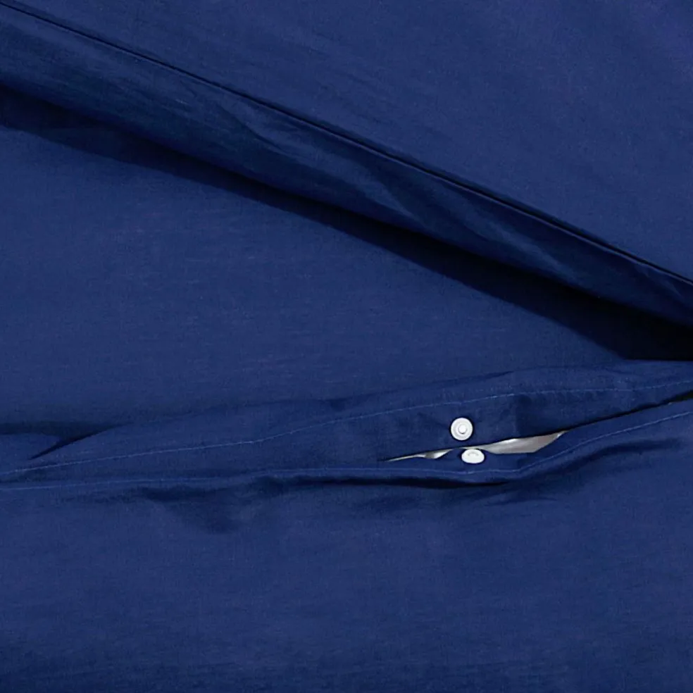 vidaXL Dekbedovertrekset 140x200 cm microvezel marineblauw
