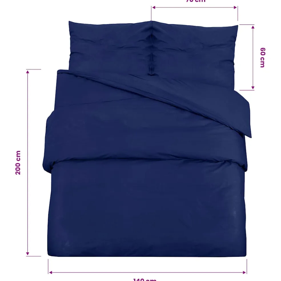 vidaXL Dekbedovertrekset 140x200 cm microvezel marineblauw