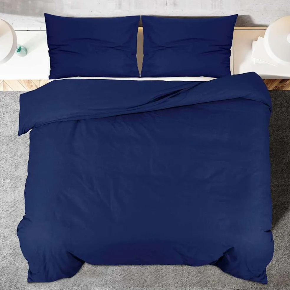 vidaXL Dekbedovertrekset 140x200 cm microvezel marineblauw