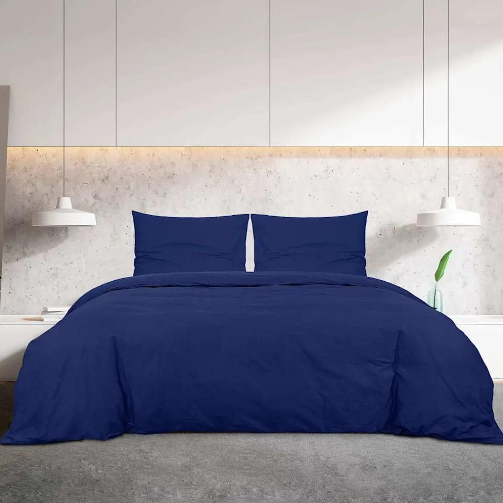 vidaXL Dekbedovertrekset 140x200 cm microvezel marineblauw