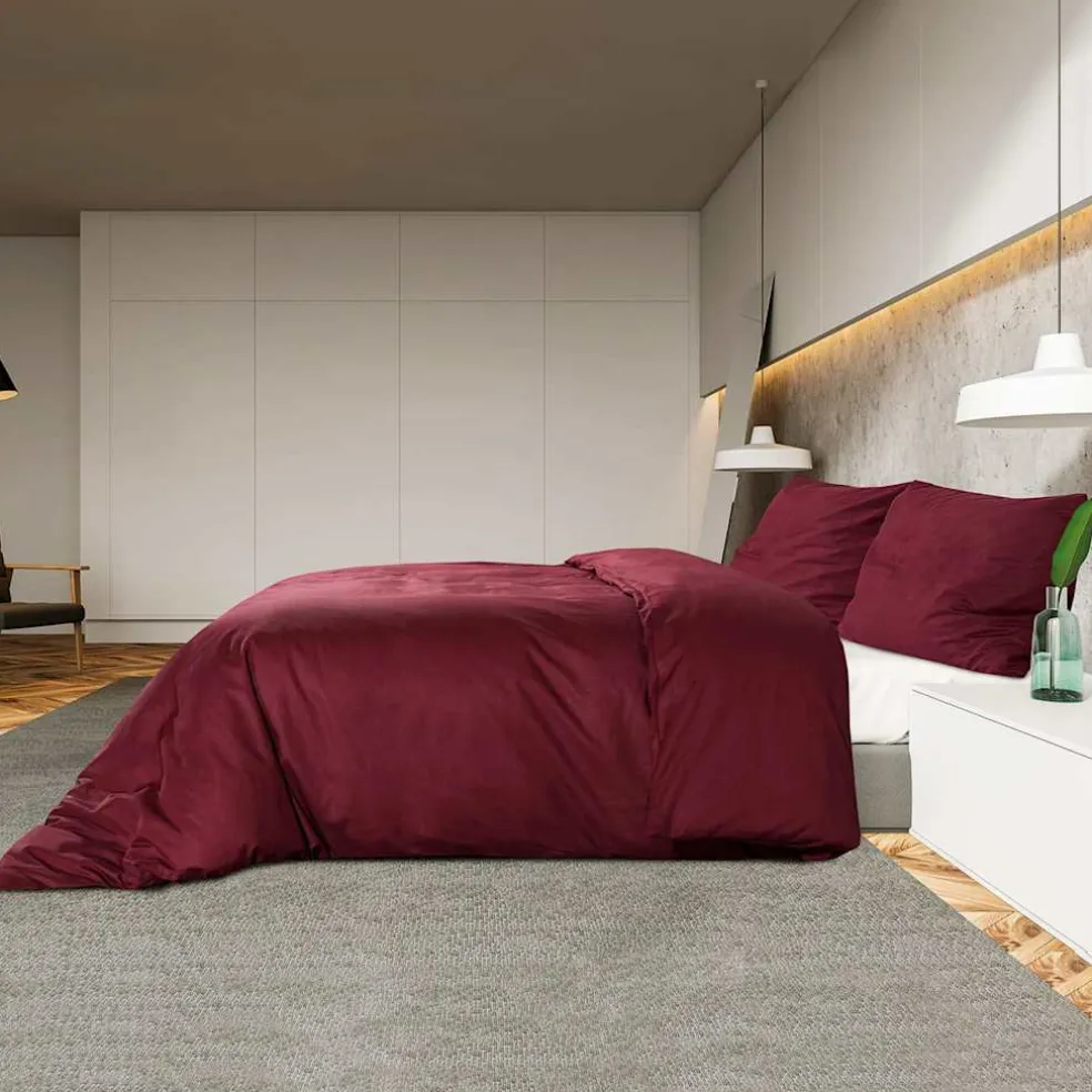 vidaXL Dekbedovertrekset 140x200 cm katoen bordeauxrood