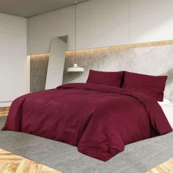 vidaXL Dekbedovertrekset 140x200 cm katoen bordeauxrood