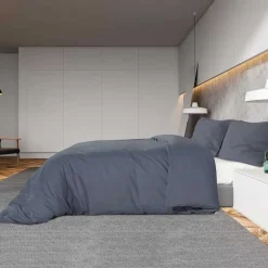 vidaXL Dekbedovertrekset 140x200 cm katoen antracietkleurig