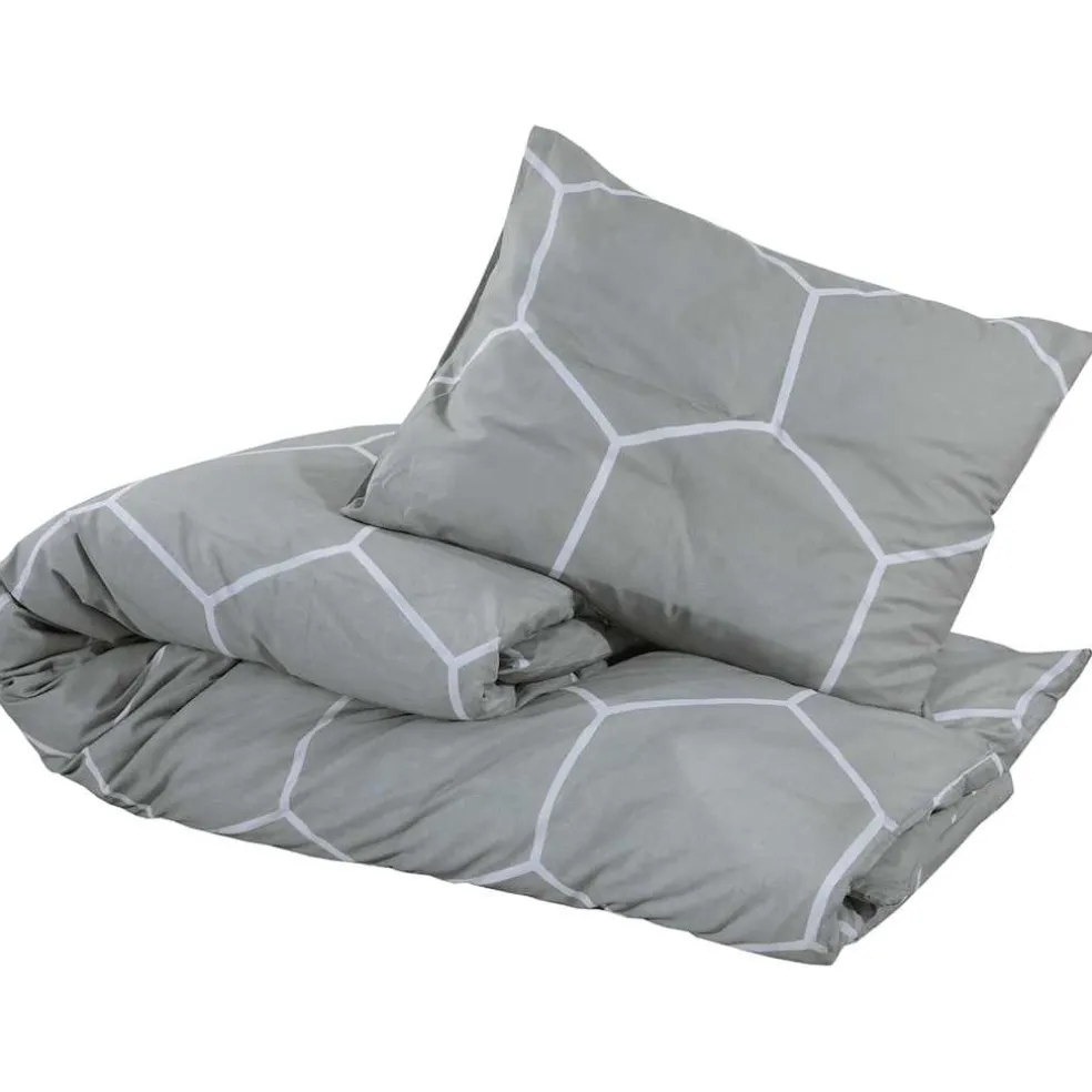 vidaXL Dekbedovertrekset 140x200 cm katoen grijs en wit