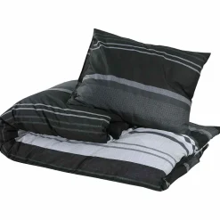 vidaXL Dekbedovertrekset 140x200 cm katoen zwart gestreept