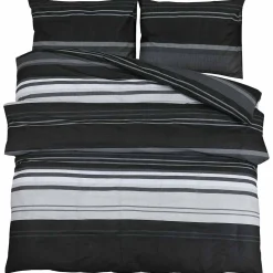 vidaXL Dekbedovertrekset 140x200 cm katoen zwart gestreept