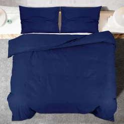 vidaXL Dekbedovertrekset 140x200 cm katoen marineblauw