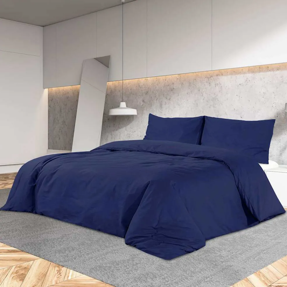 vidaXL Dekbedovertrekset 140x200 cm katoen marineblauw