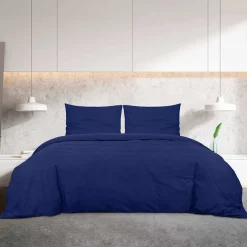 vidaXL Dekbedovertrekset 140x200 cm katoen marineblauw