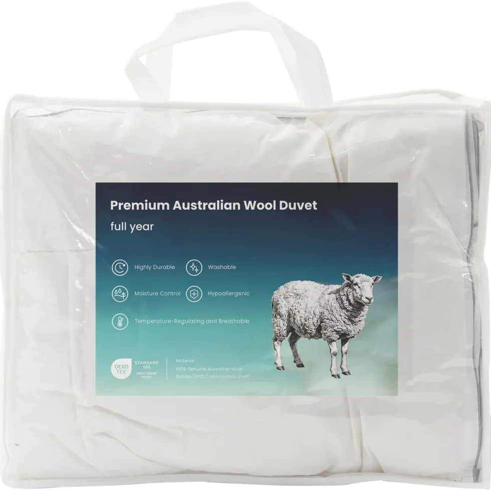 vidaXL Dekbed 137x200 cm 4 seizoenen 300 GSM Australisch Wol Wit