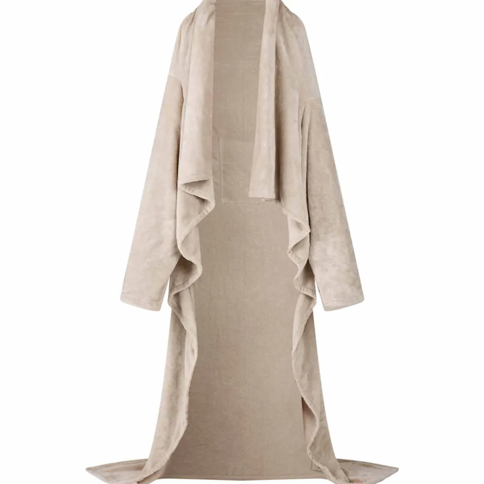 vidaXL Deken hoodie Beige F Flanel