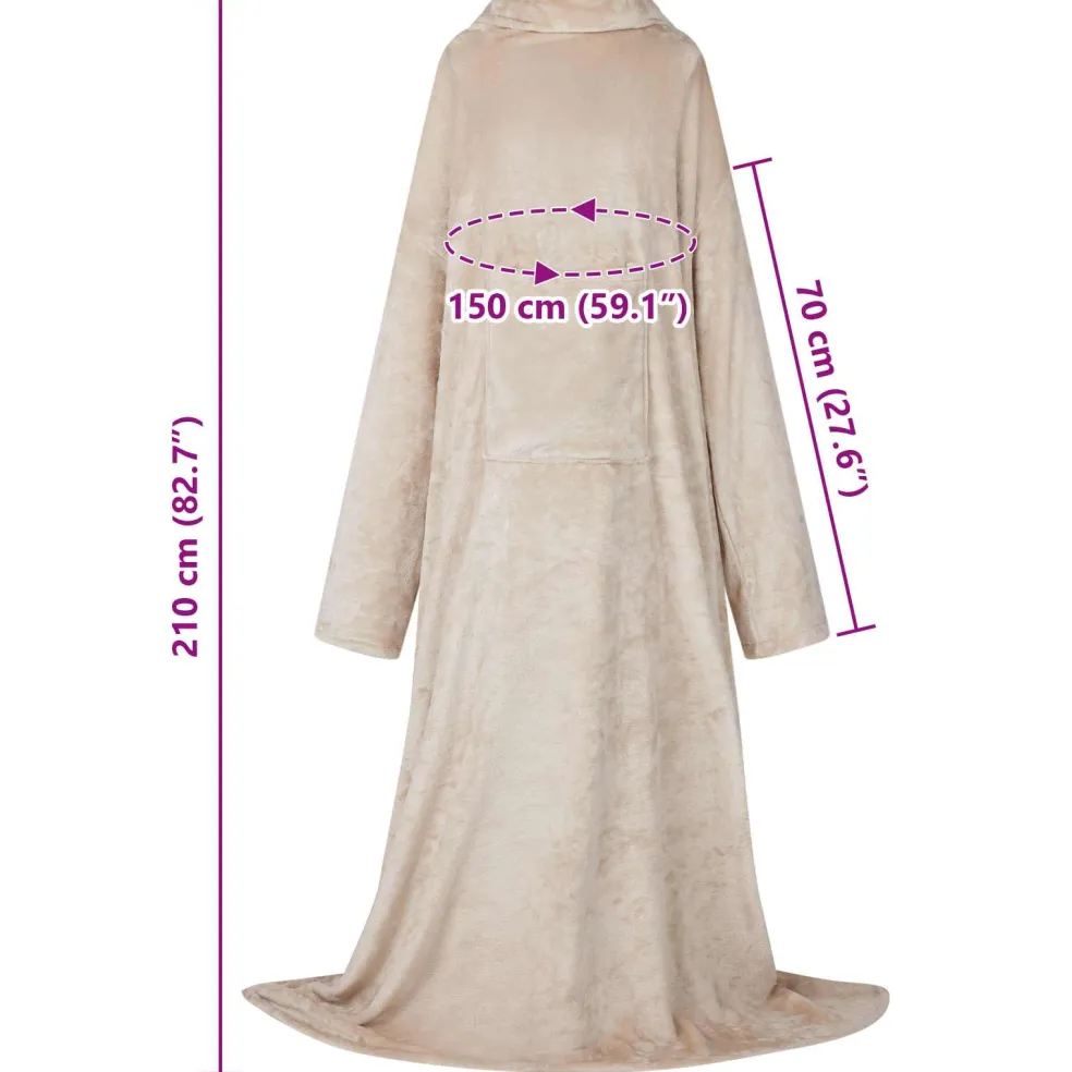 vidaXL Deken hoodie Beige F Flanel