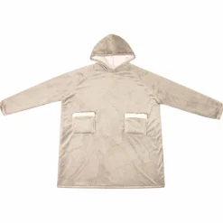 vidaXL Deken hoodie Beige M Fleece en Flanel