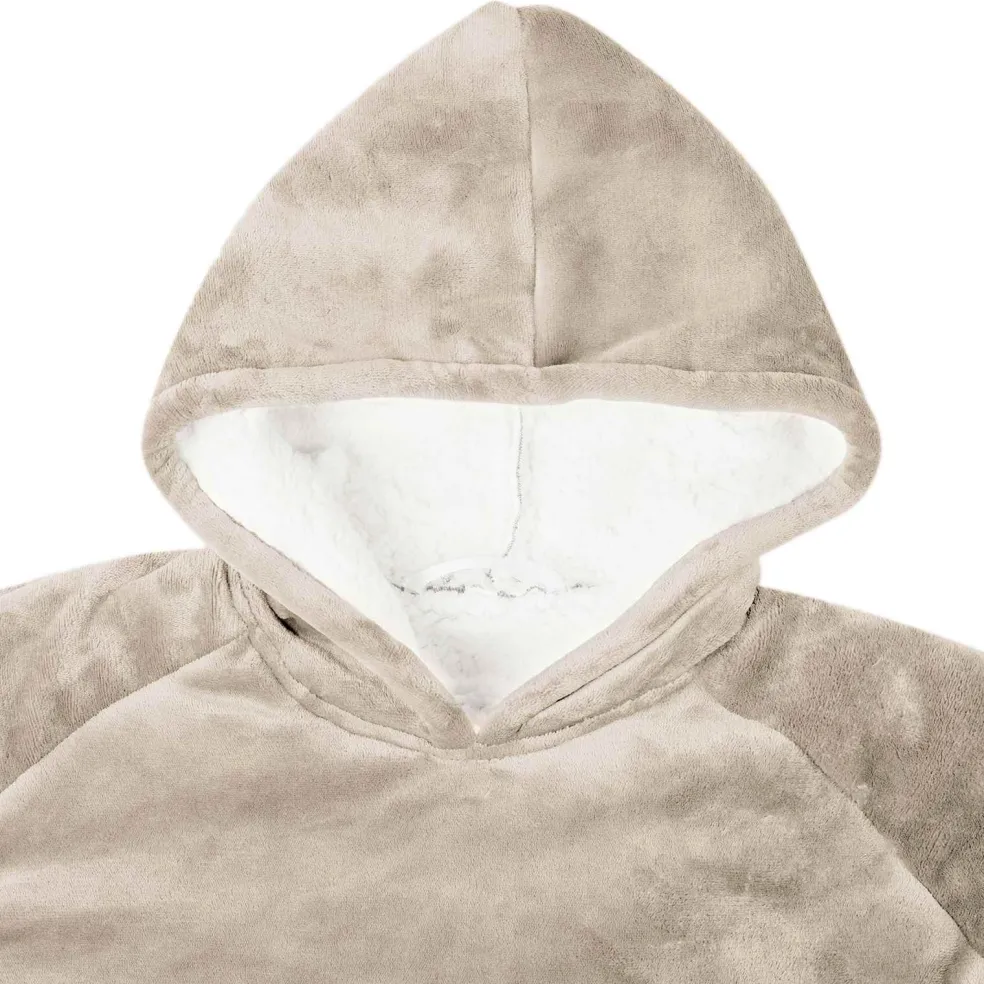 vidaXL Deken hoodie Beige M Fleece en Flanel