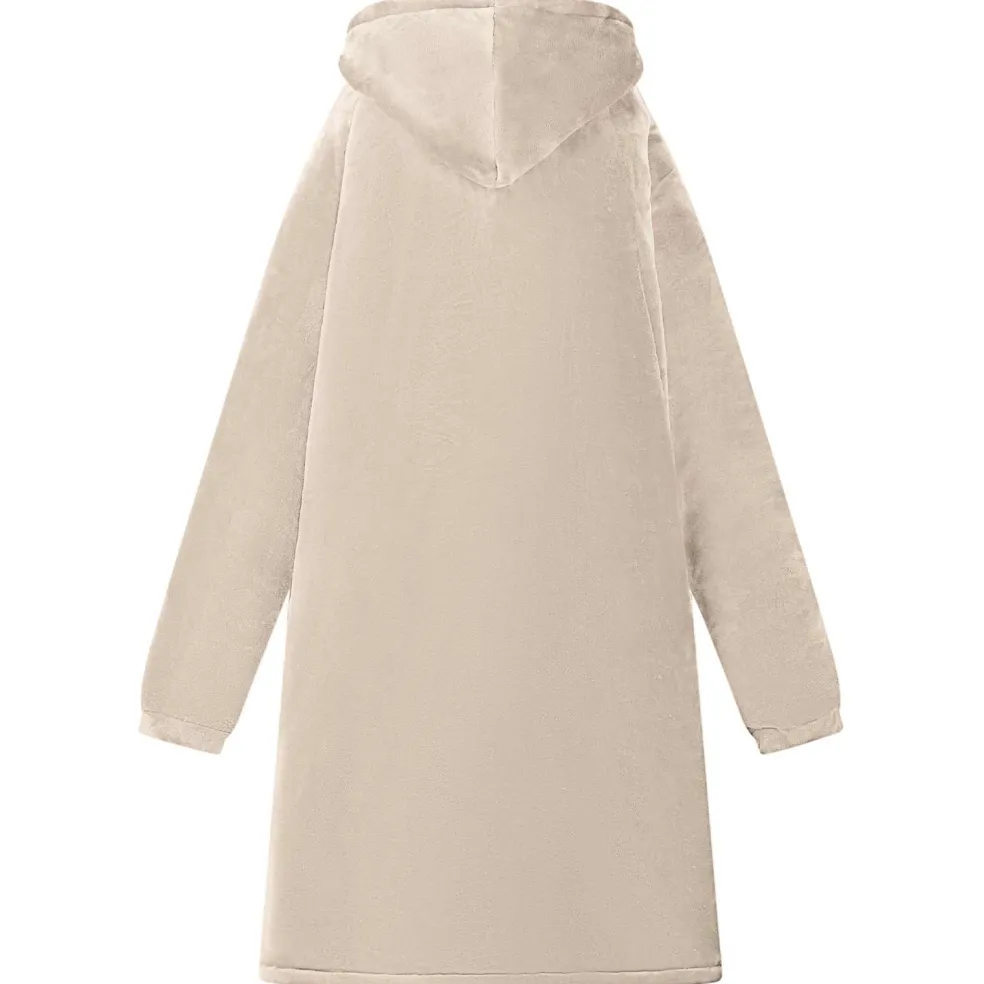 vidaXL Deken hoodie Beige M Fleece en Flanel