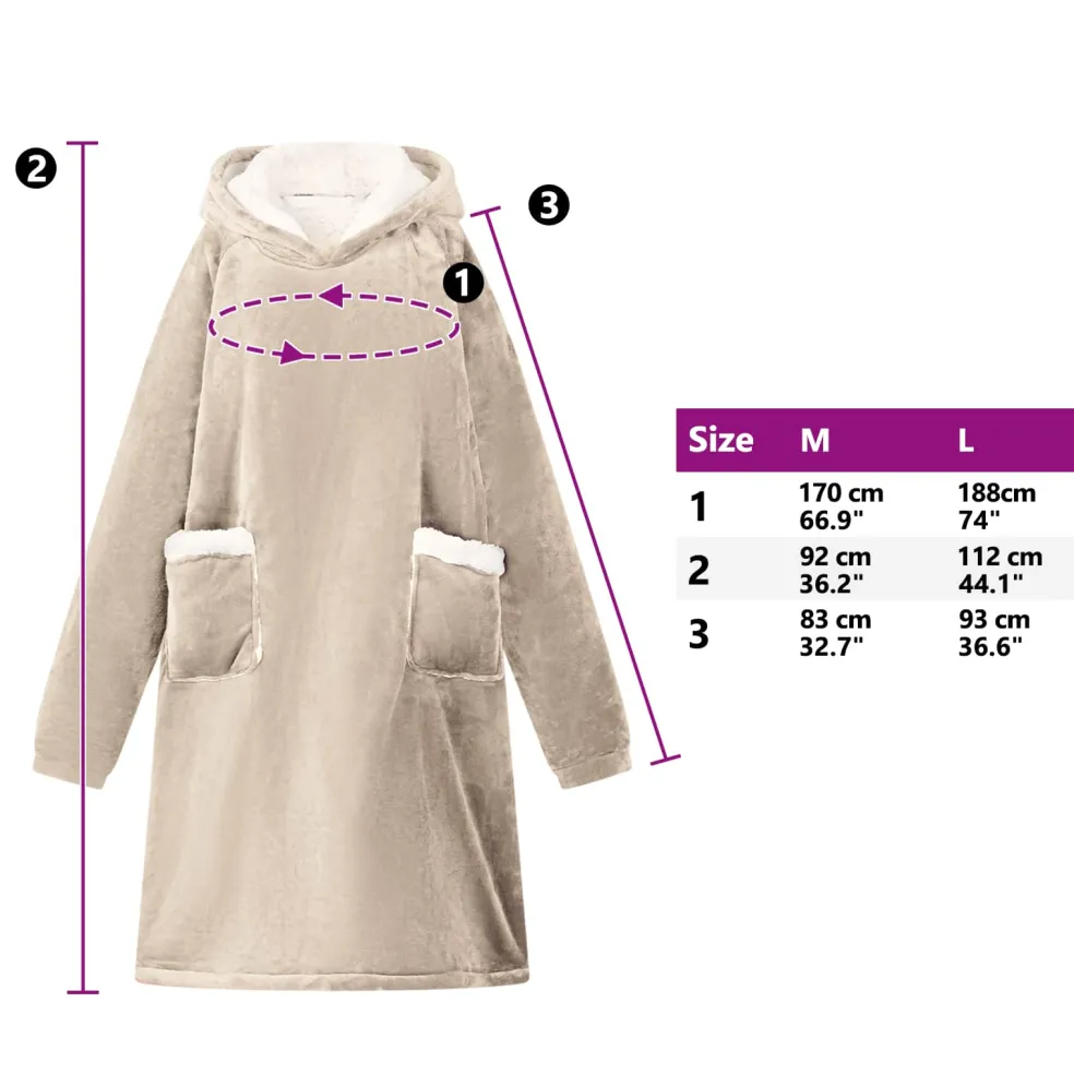 vidaXL Deken hoodie Beige M Fleece en Flanel