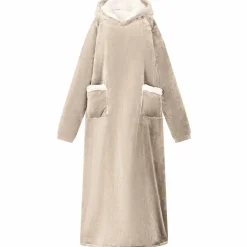vidaXL Deken hoodie Beige M Fleece en Flanel