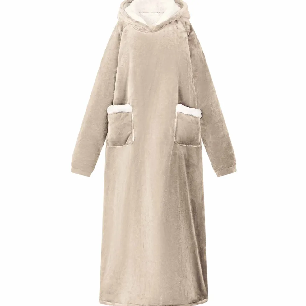 vidaXL Deken hoodie Beige M Fleece en Flanel