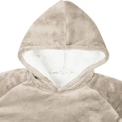 vidaXL Deken hoodie Beige M Fleece en Flanel