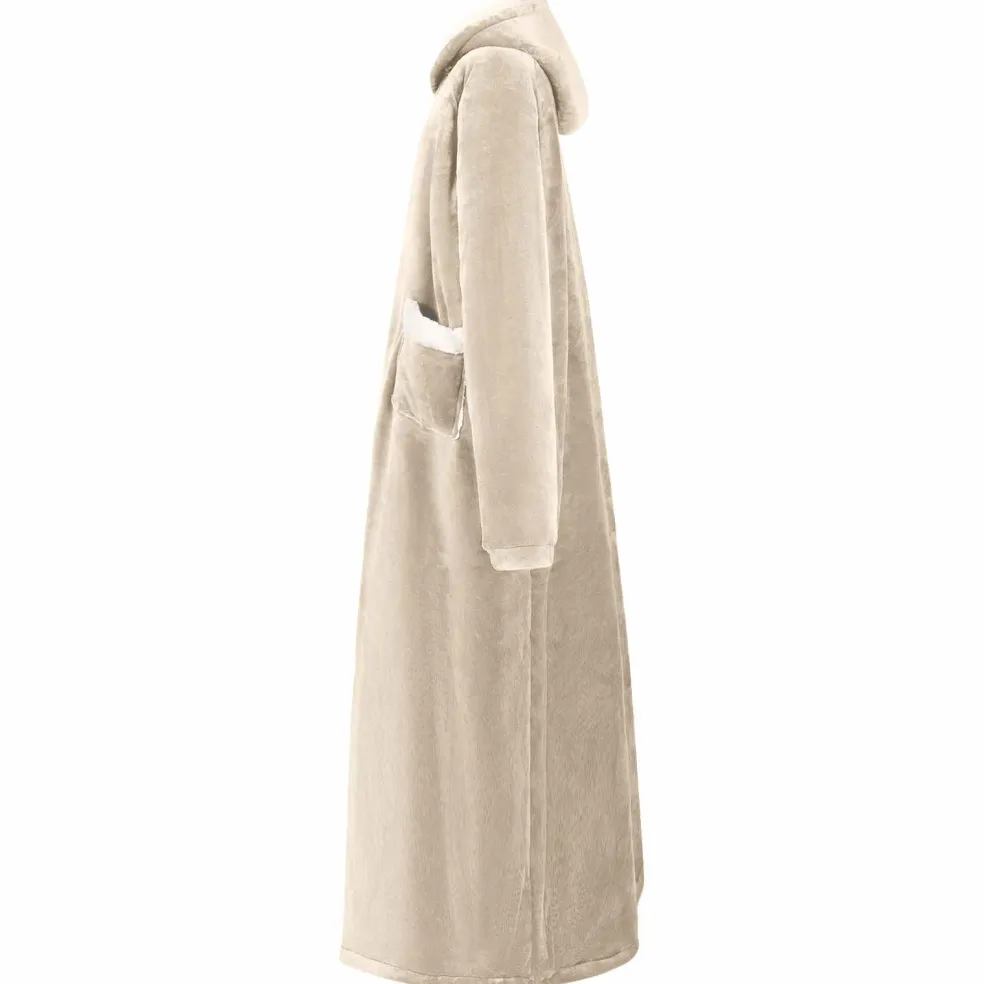 vidaXL Deken hoodie Beige M Fleece en Flanel