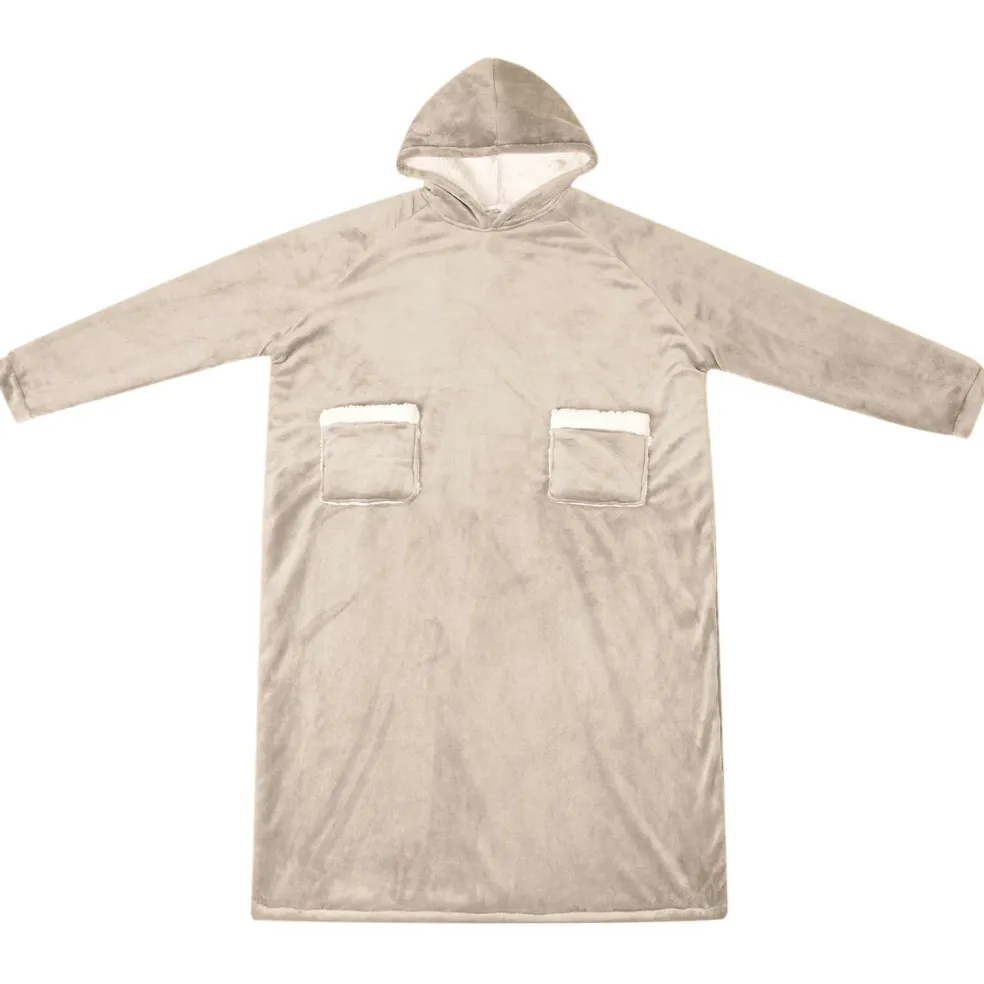 vidaXL Deken hoodie Beige M Fleece en Flanel