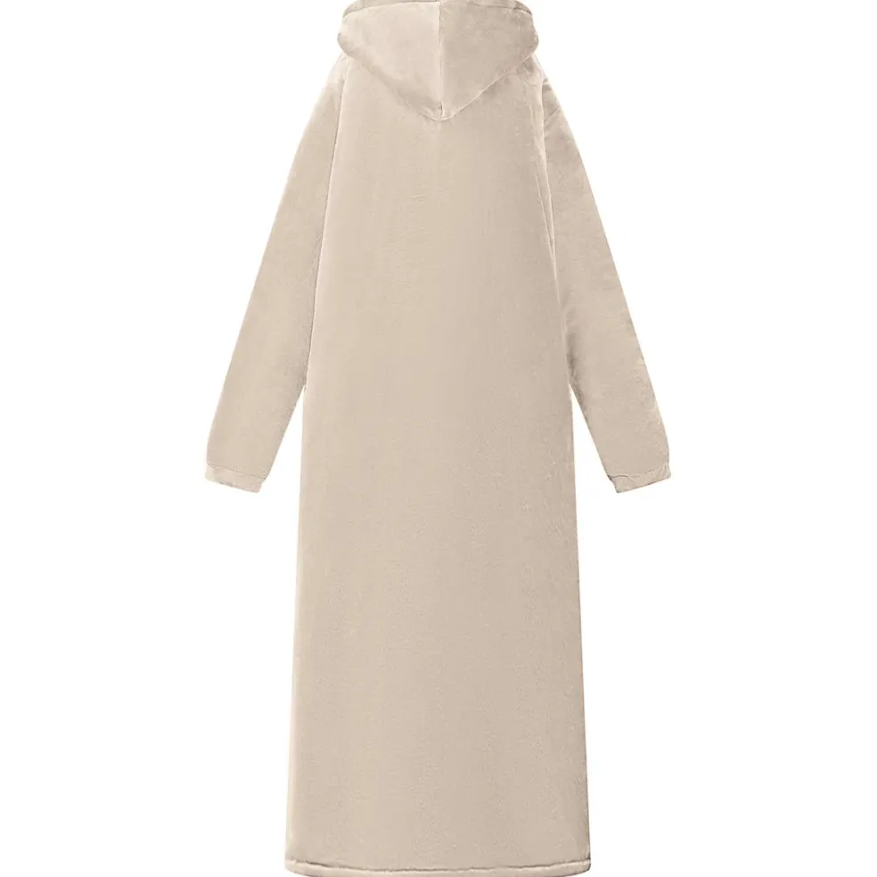 vidaXL Deken hoodie Beige M Fleece en Flanel