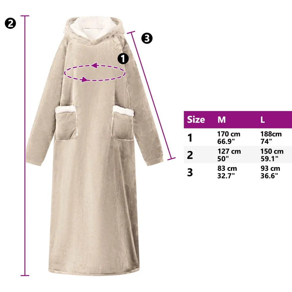 vidaXL Deken hoodie Beige M Fleece en Flanel