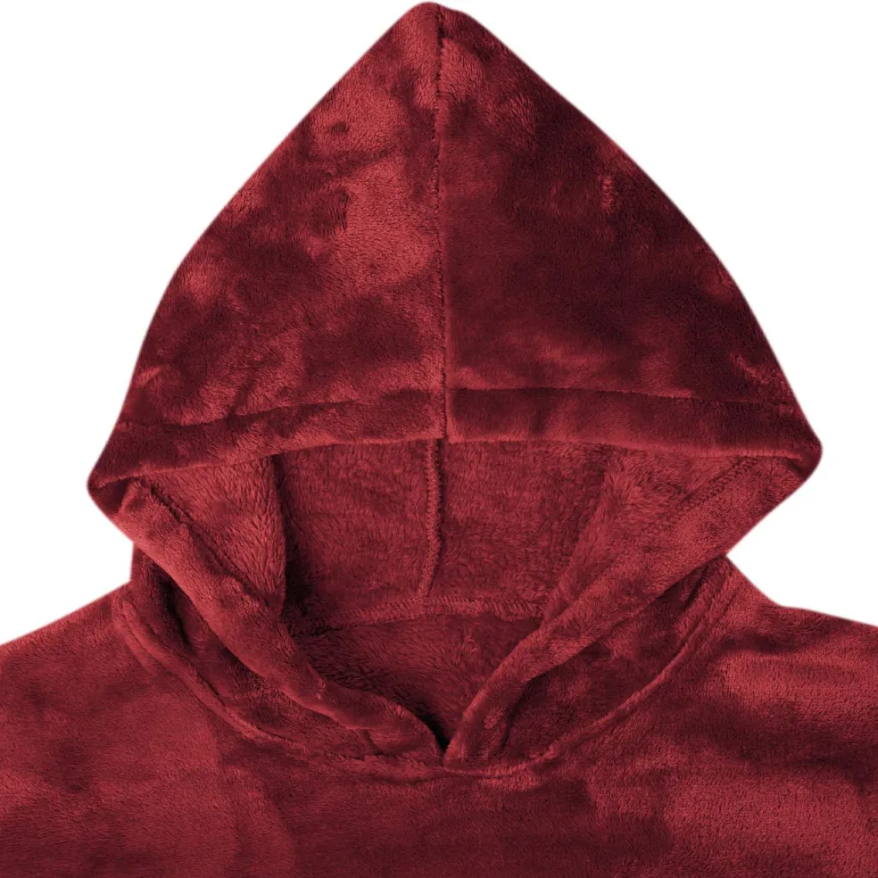 vidaXL Deken hoodie Bordeaux Rood S Flanel