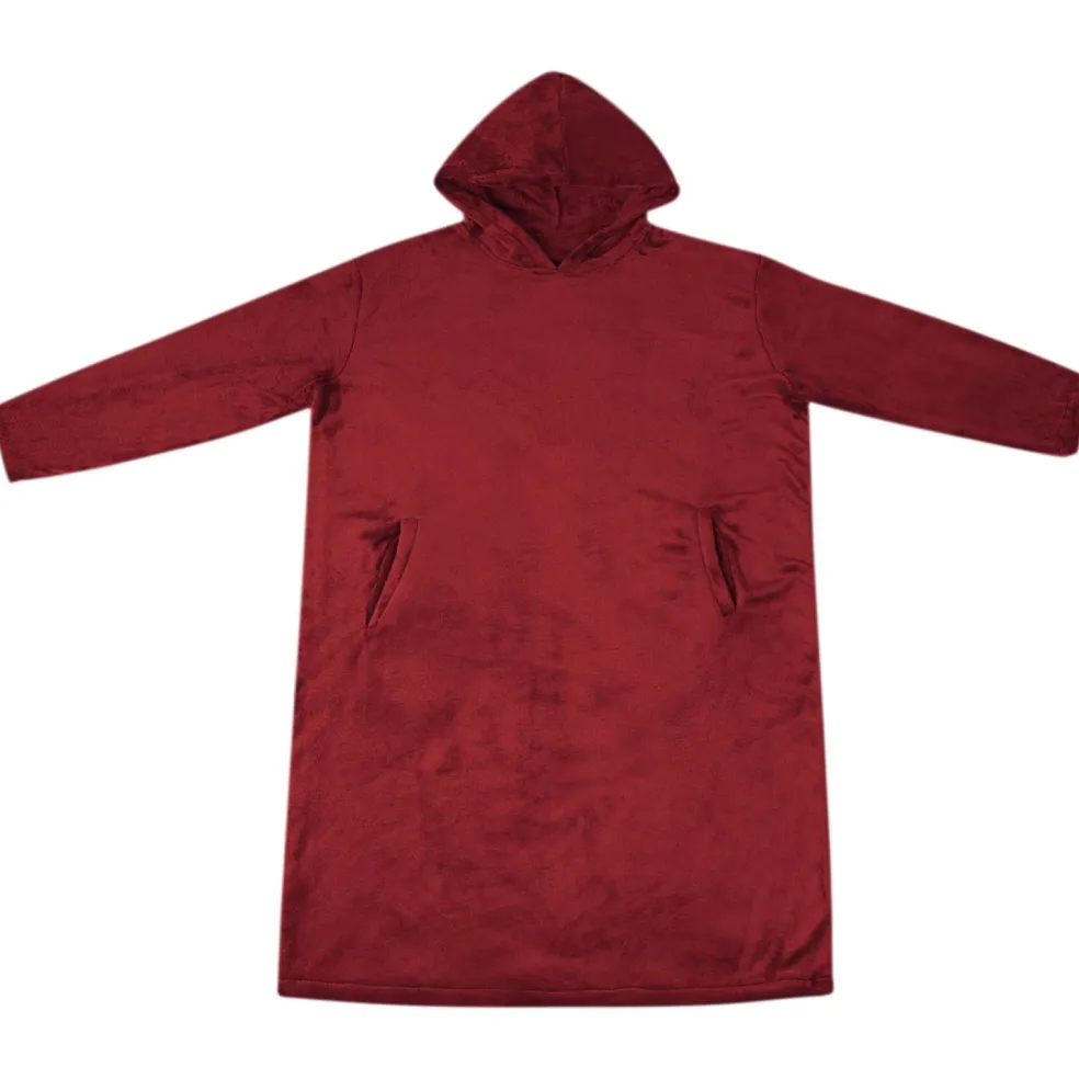 vidaXL Deken hoodie Bordeaux Rood S Flanel