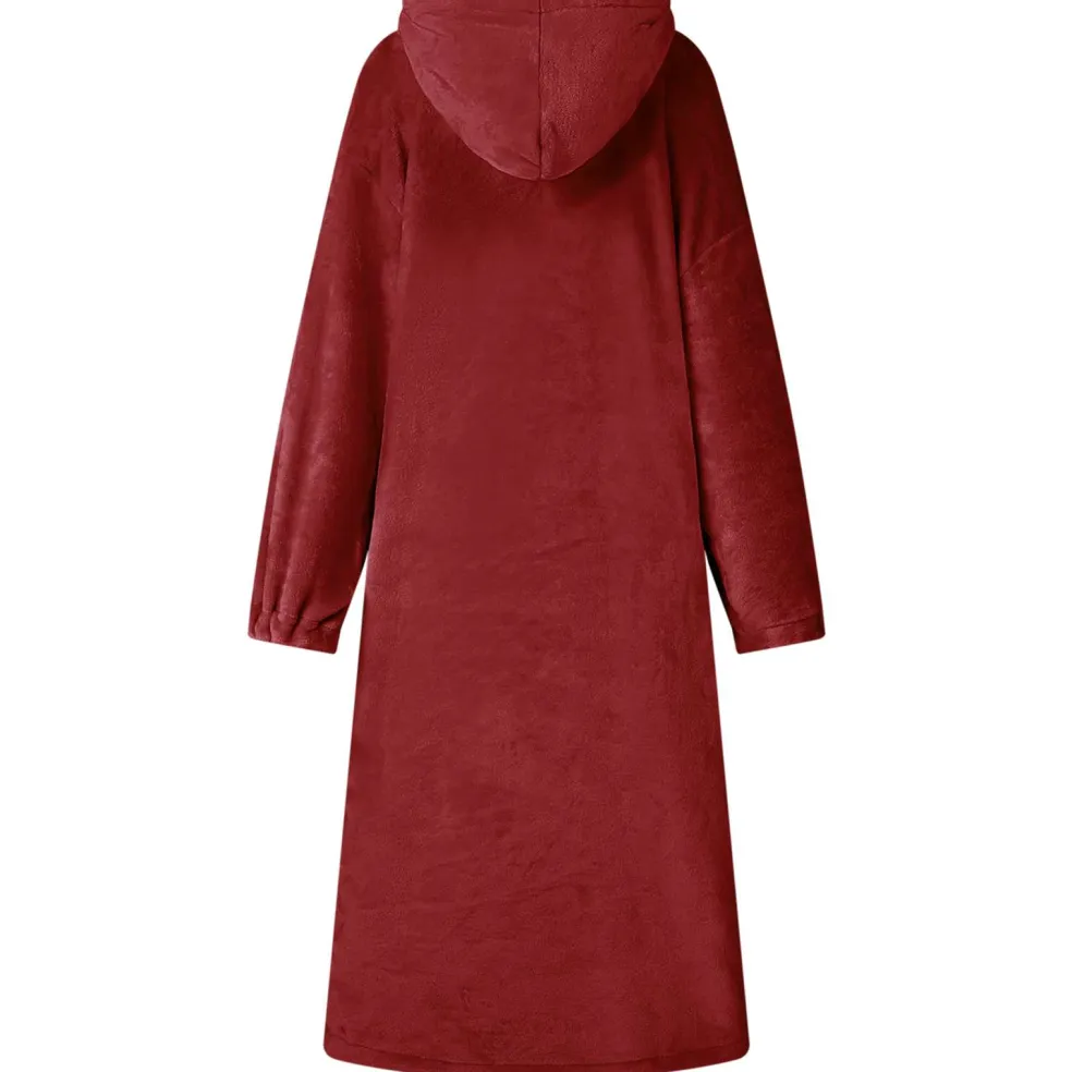 vidaXL Deken hoodie Bordeaux Rood S Flanel