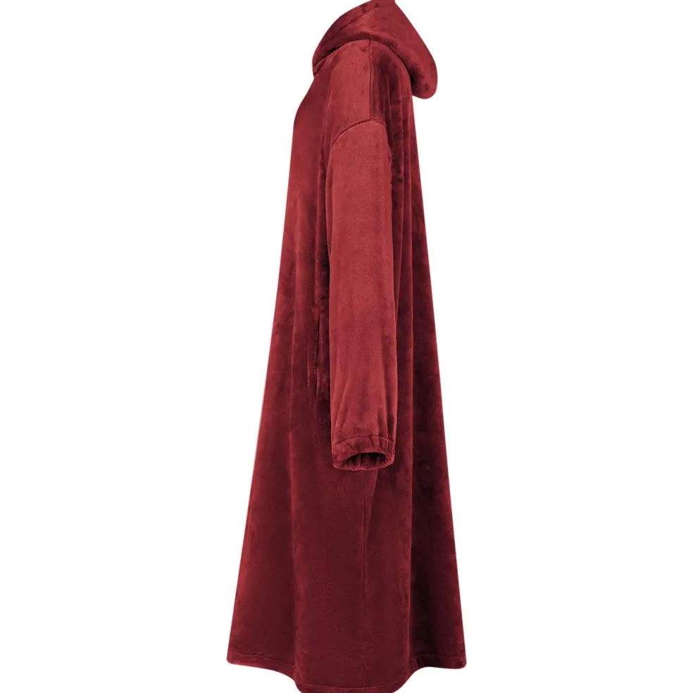 vidaXL Deken hoodie Bordeaux Rood S Flanel