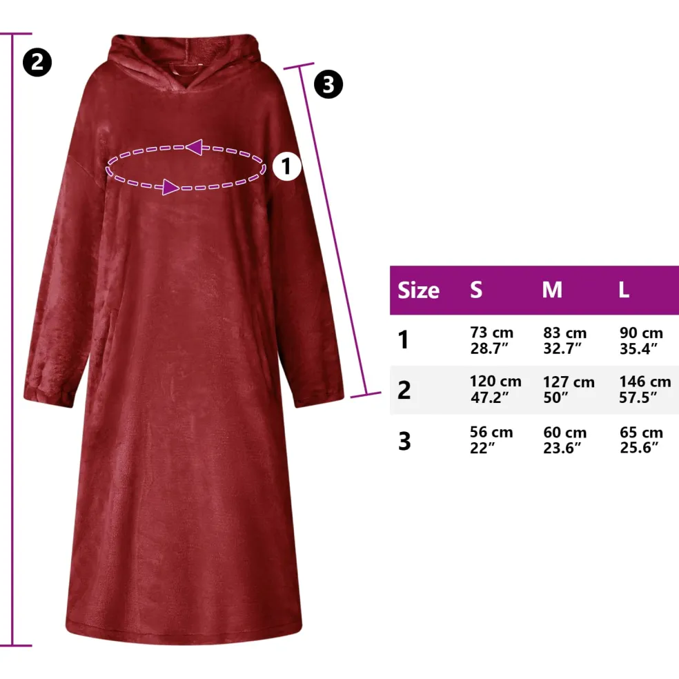 vidaXL Deken hoodie Bordeaux Rood S Flanel