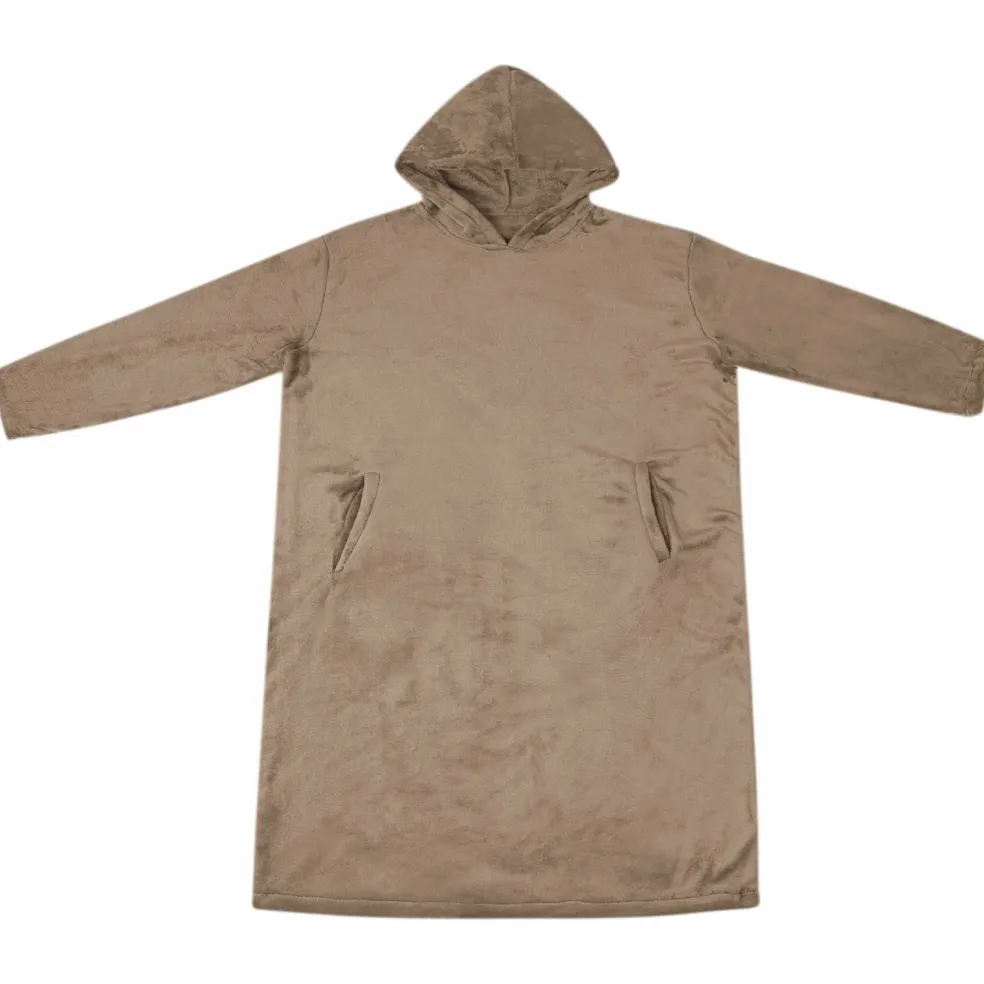vidaXL Deken hoodie Camel S Flanel