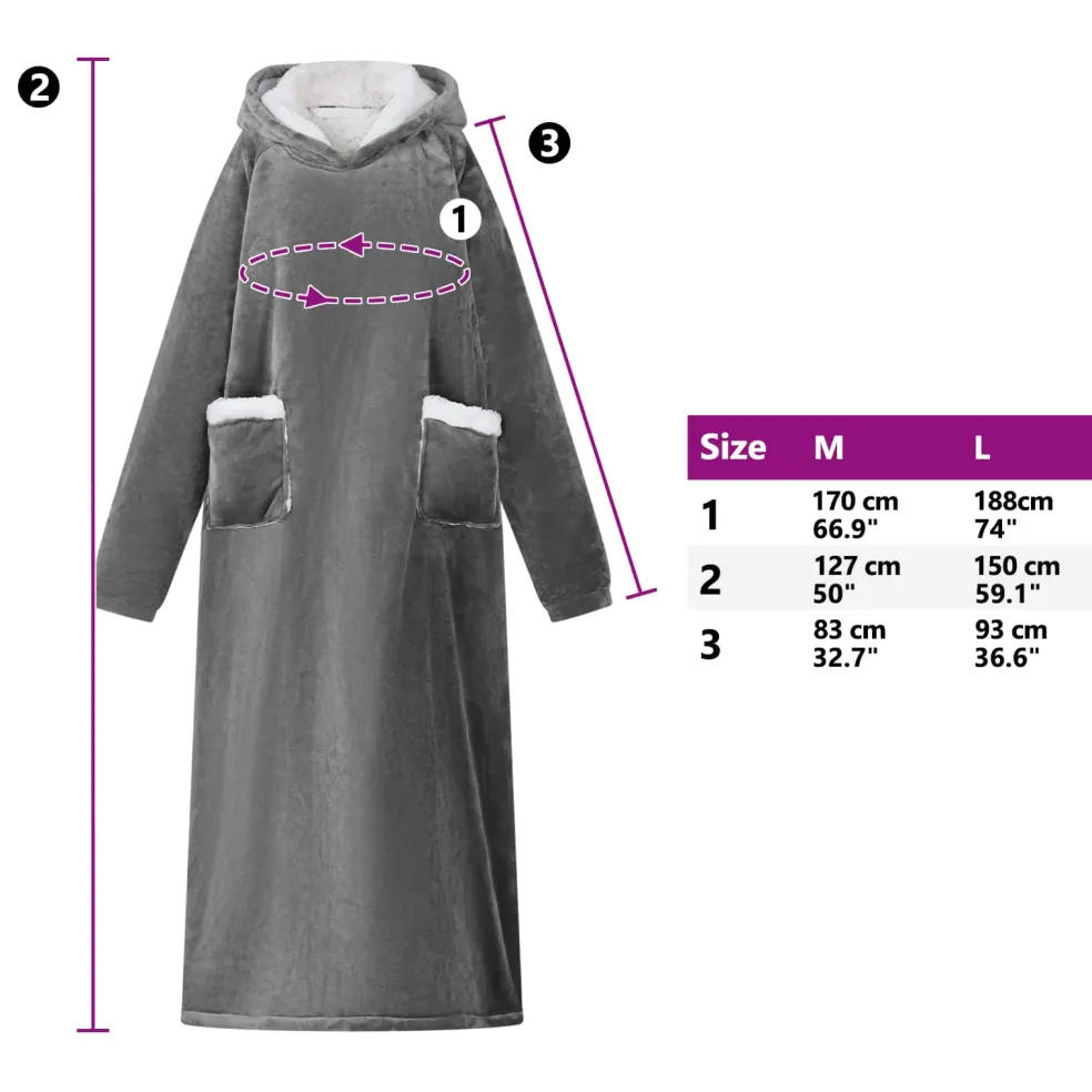 vidaXL Deken hoodie Donkergrijs M Fleece en Flanel