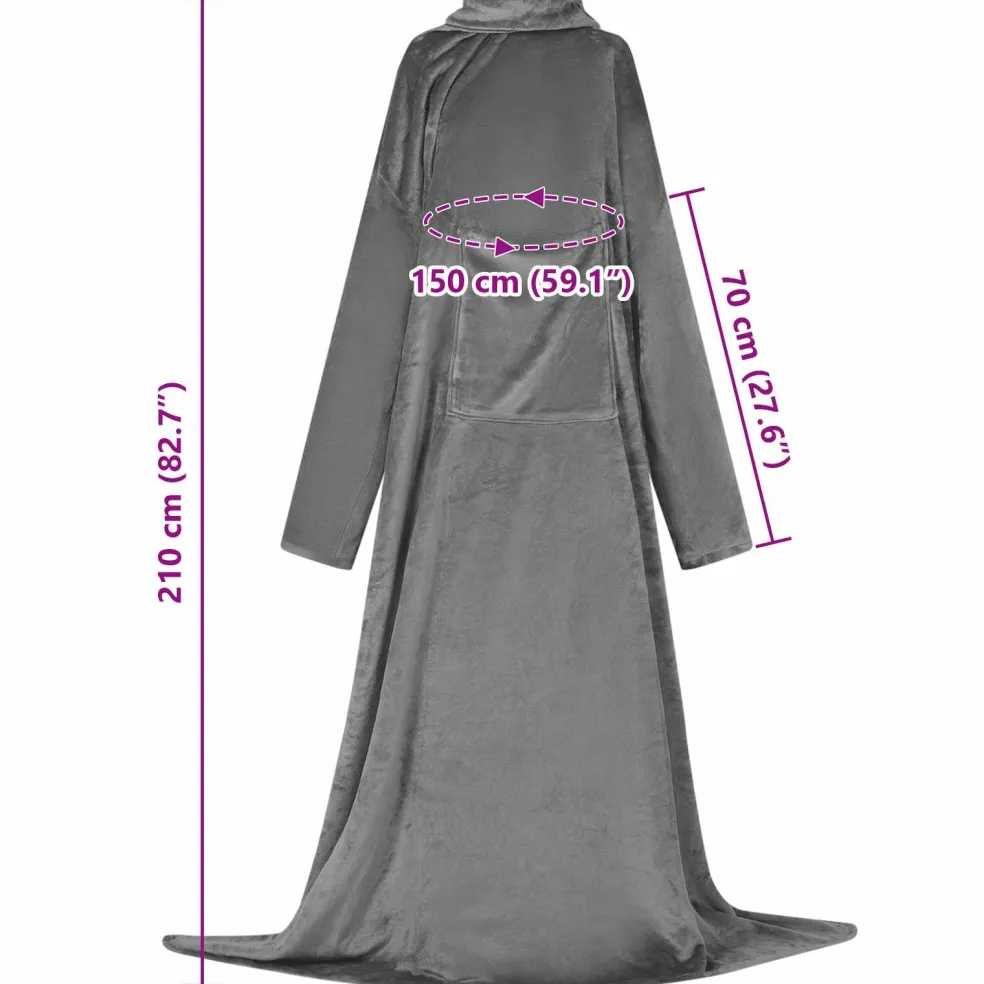 vidaXL Deken hoodie Donkergrijs F Flanel