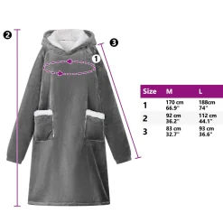 vidaXL Deken hoodie Donkergrijs M Fleece en Flanel