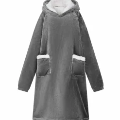 vidaXL Deken hoodie Donkergrijs M Fleece en Flanel