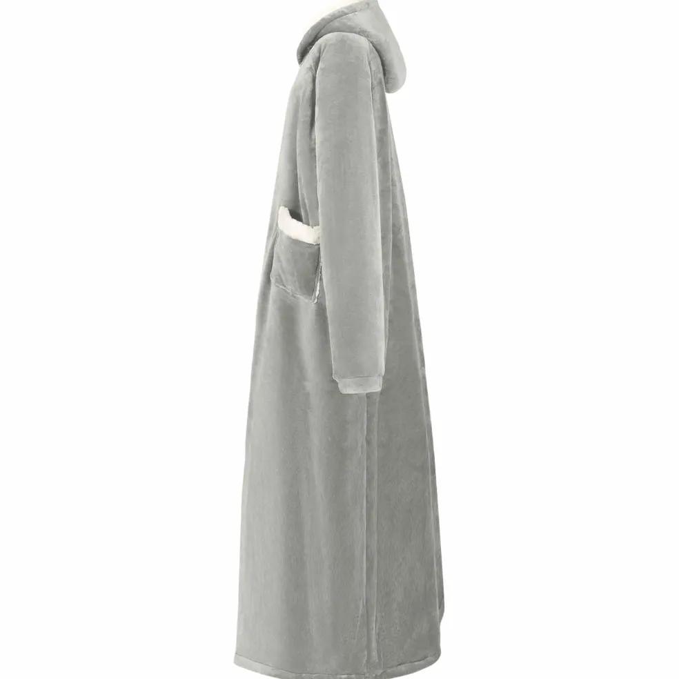 vidaXL Deken hoodie Grijs M Fleece en Flanel