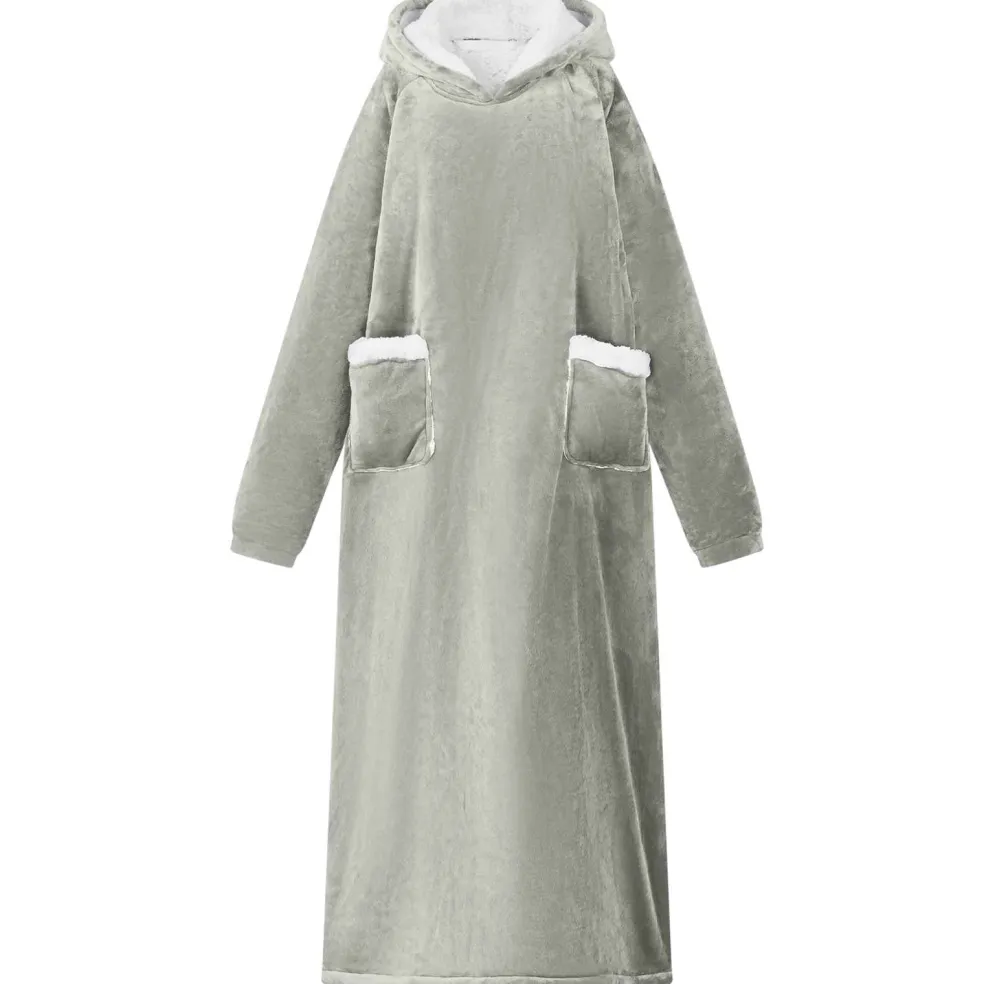 vidaXL Deken hoodie Grijs M Fleece en Flanel