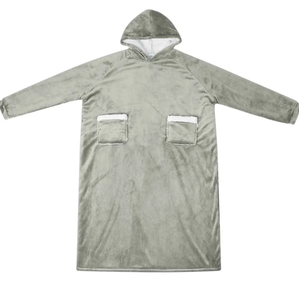vidaXL Deken hoodie Grijs M Fleece en Flanel