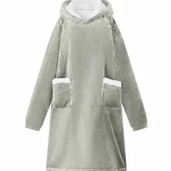 vidaXL Deken hoodie Grijs M Fleece en Flanel
