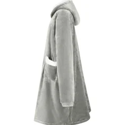 vidaXL Deken hoodie Grijs M Fleece en Flanel