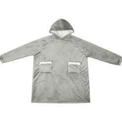 vidaXL Deken hoodie Grijs M Fleece en Flanel