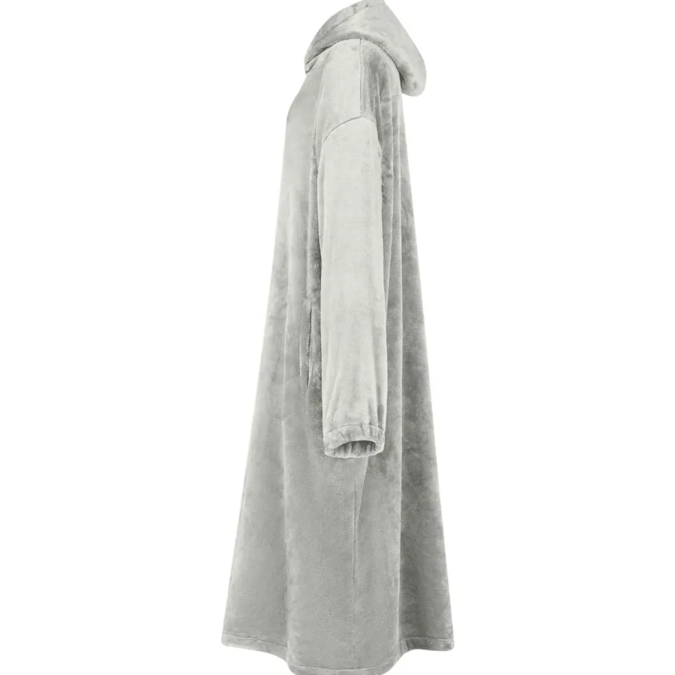 vidaXL Deken hoodie Grijs S Flanel
