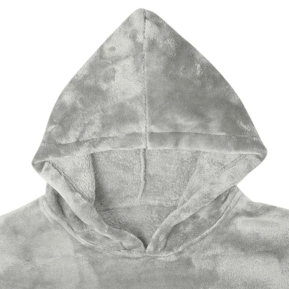 vidaXL Deken hoodie Grijs S Flanel