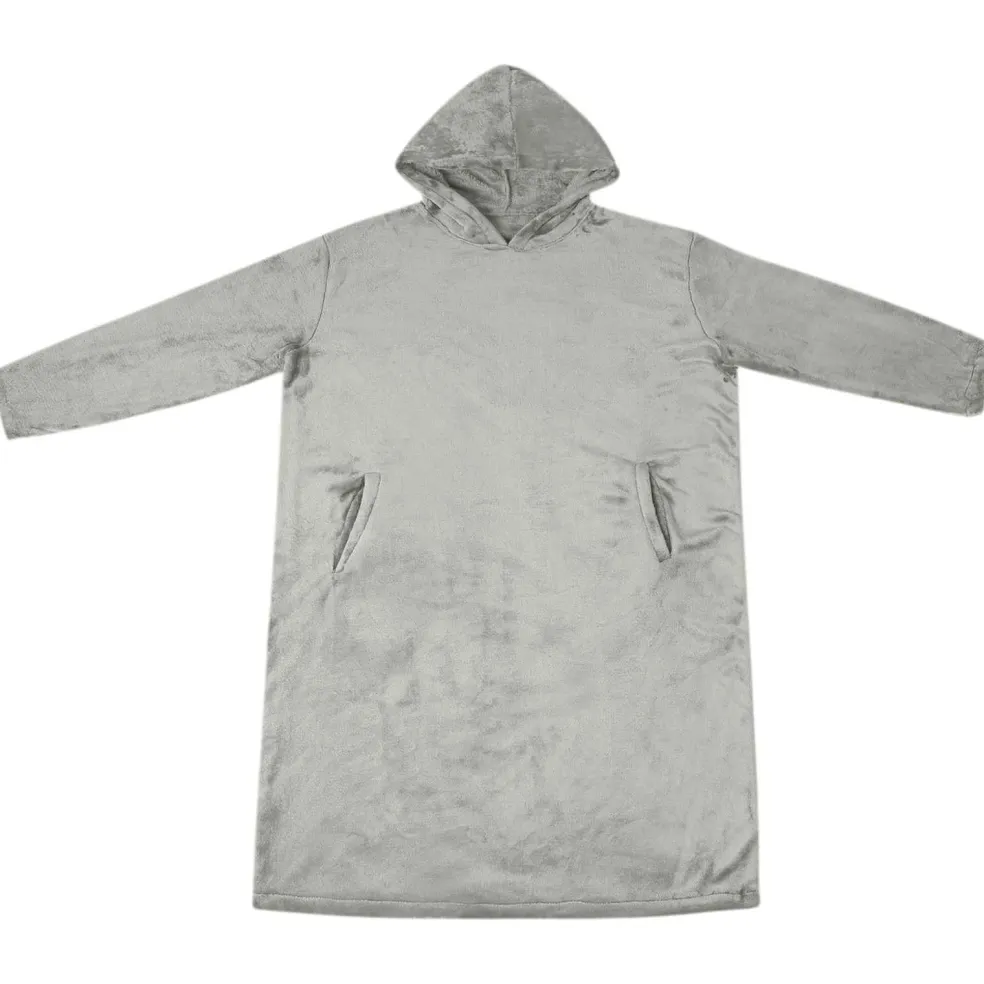 vidaXL Deken hoodie Grijs S Flanel