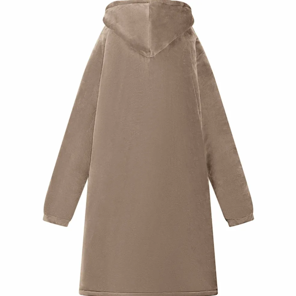 vidaXL Deken hoodie Kameel M Fleece en Flanel