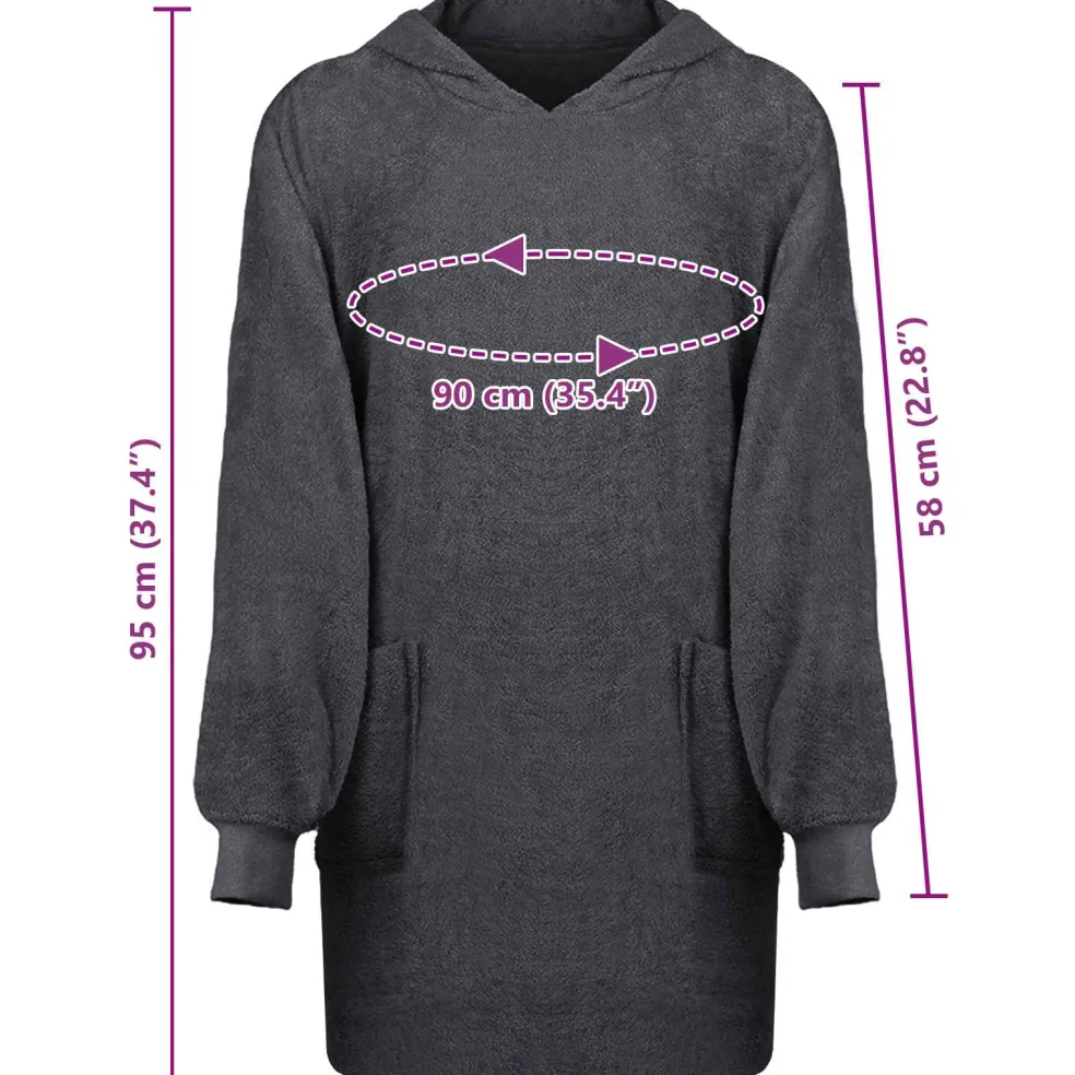 vidaXL Deken hoodie KINN Antraciet L Katoen