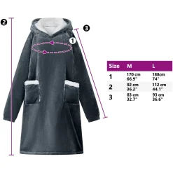 vidaXL Deken hoodie Marineblauw M Fleece en Flanel
